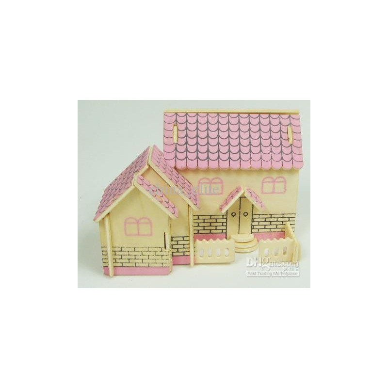 Пурпурна къщичка - дървен 3D Пъзел