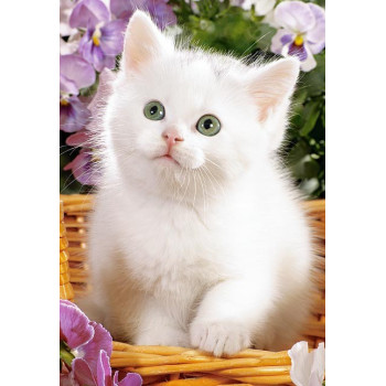 Пъзел - White Kitten in Basket