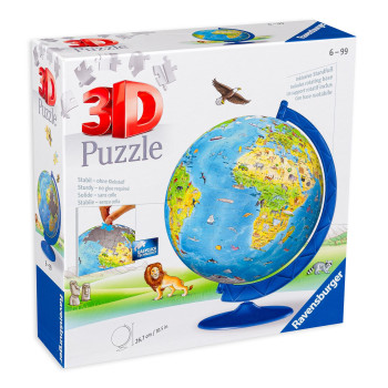 3D пъзел Ravensburger от 180 части - Глобус за деца