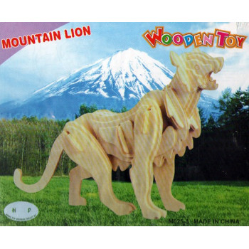 Планински лъв - дървен 3D Пъзел
